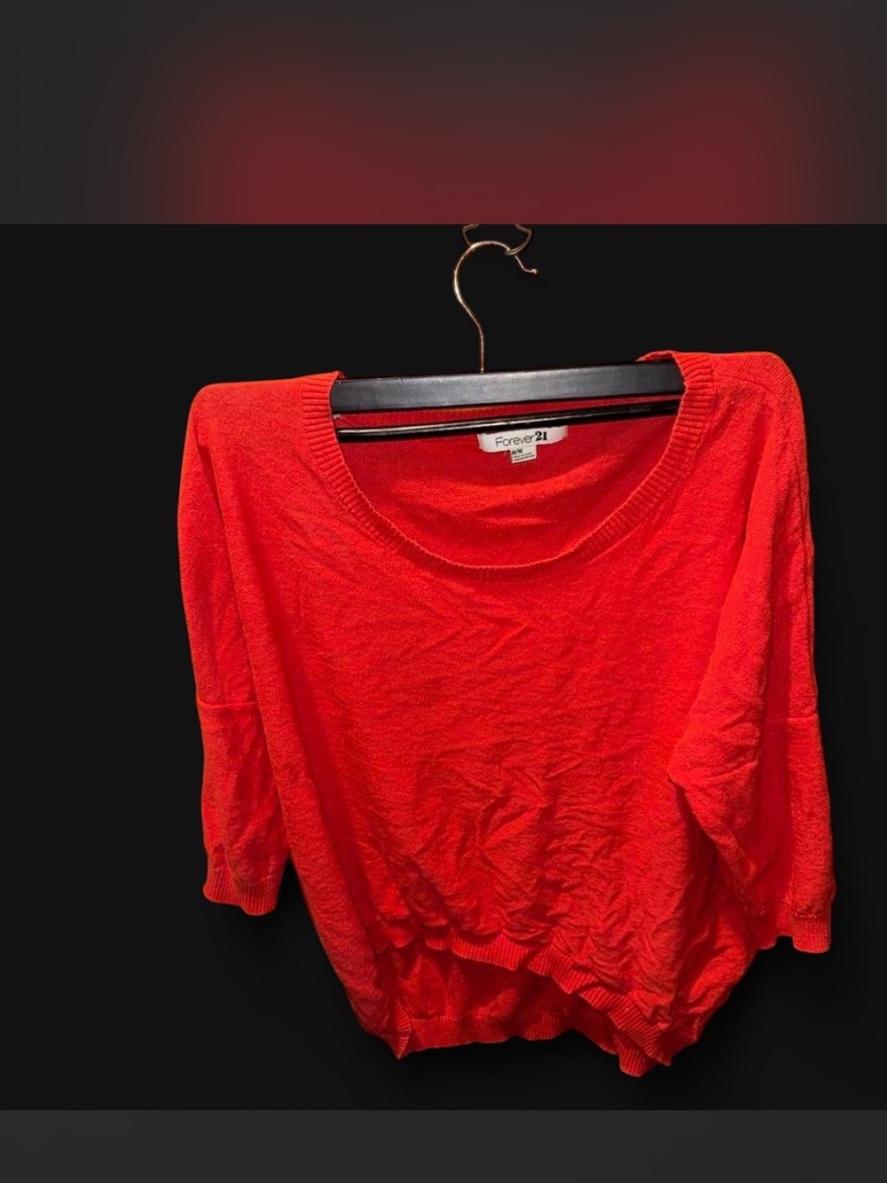 Forever 21 Bright Red Scoop Neck Lightweight Women's Top